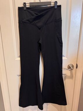 Fabletics Black Flared Yoga Pants with V-Waistband